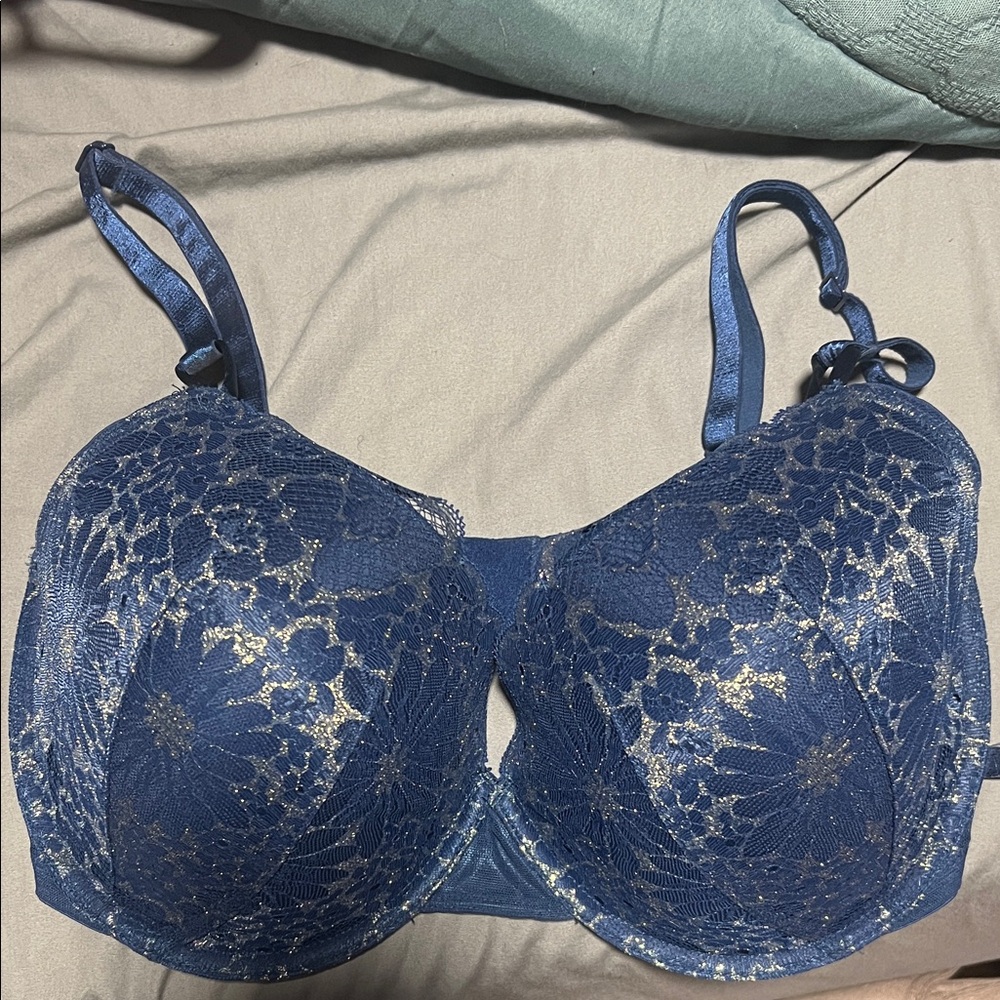 Victoria's Secret Navy and Silver Lace Bra